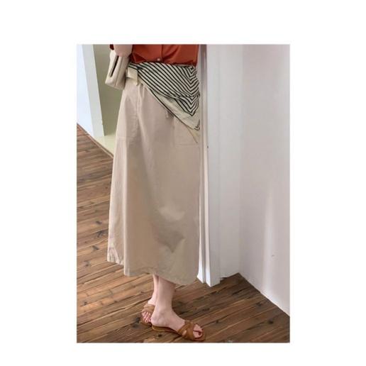Chân váy dài cổ điển, chân váy chữ A dài có túi màu trắng, kem, kaki