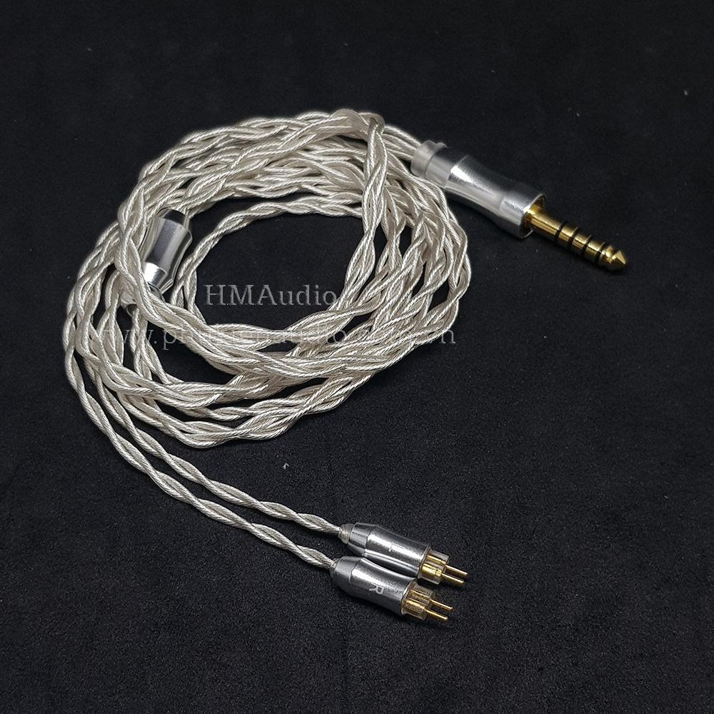 Dây tai nghe đồng mạ bạc OFC 1.2mm tết 4 - Connetor IM02/03/50/70 A2DC IE80/80s IE40Pro IE100/IE400/500 MMCX 2Pin 0.78mm