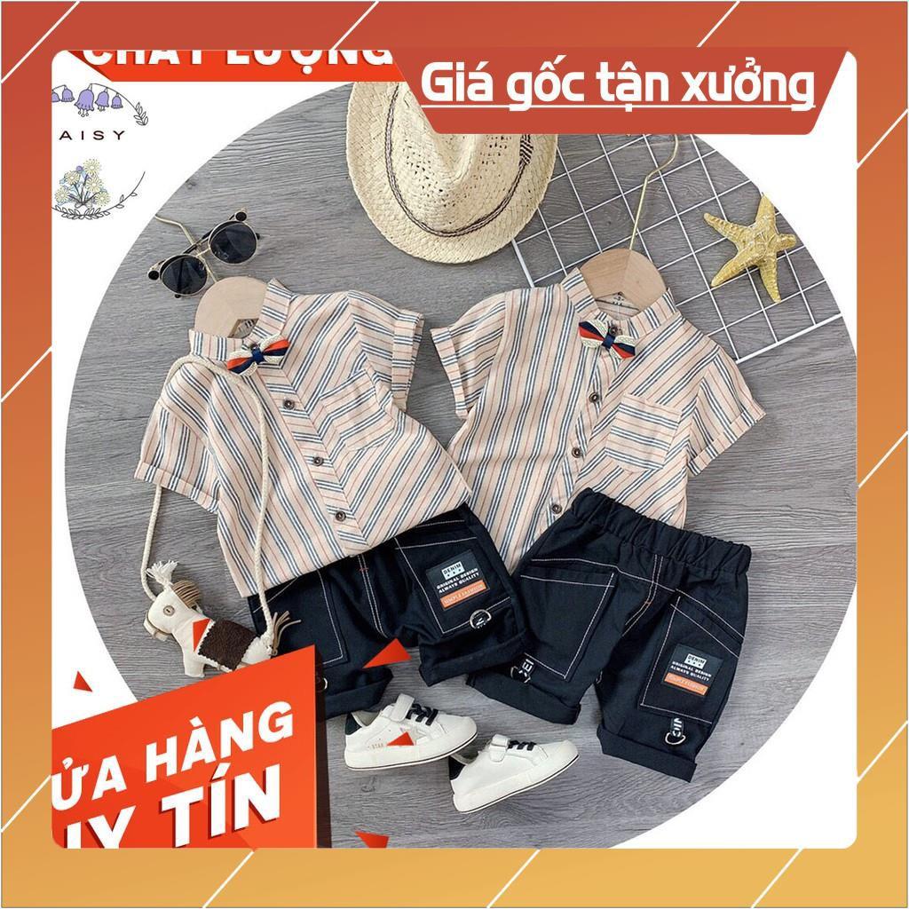 Set bộ công tử bé trai - Áo sơ mi phối quần jean