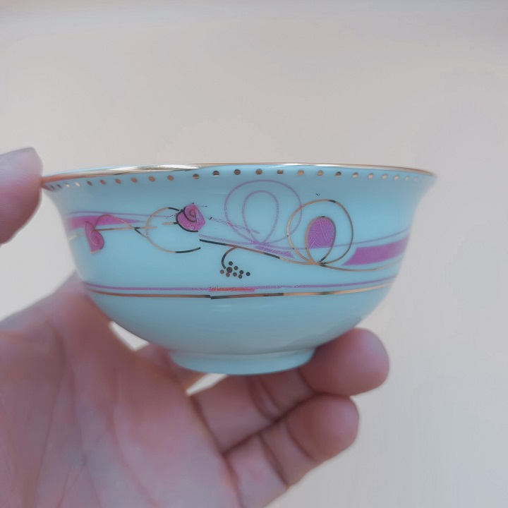 Chén Tương ,Bát Mắm hoa đỏ viền vàng sứ Long Phương Cao Cấp