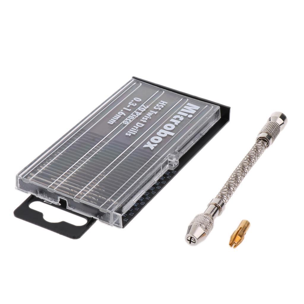 Semi-automatic Hand Drill Suit Hobby Craft Jewelry Wood w/ 20 Mini Twist Drill