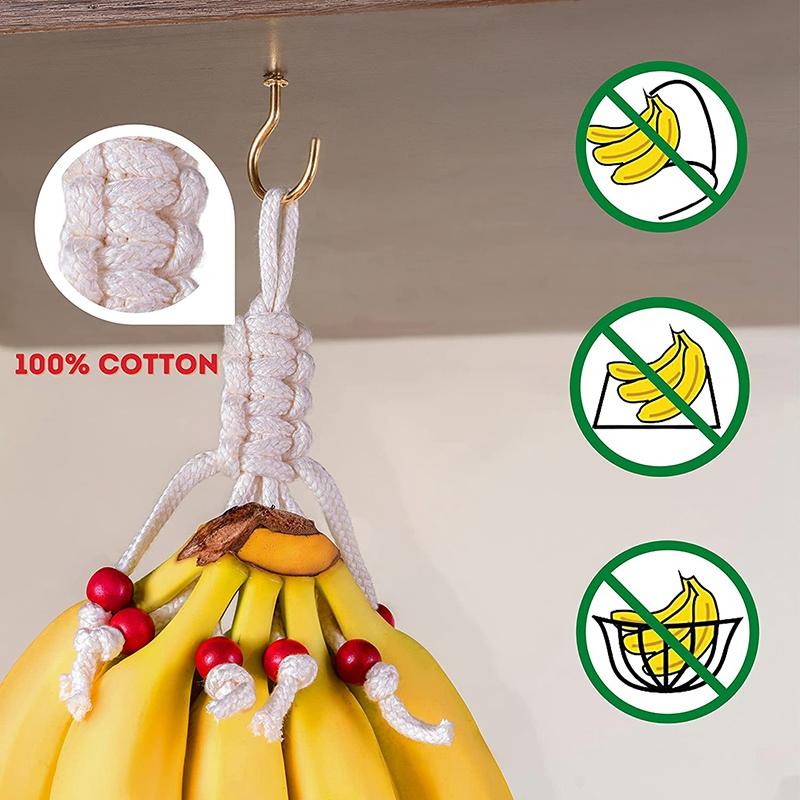 Macrame Trái Cây Võng Cho Nhà Bếp Dưới Tủ, Chà Bông Chay Võng Trái Cây Giá Đỡ Lưới Và Móc Treo Giỏ Trái Cây