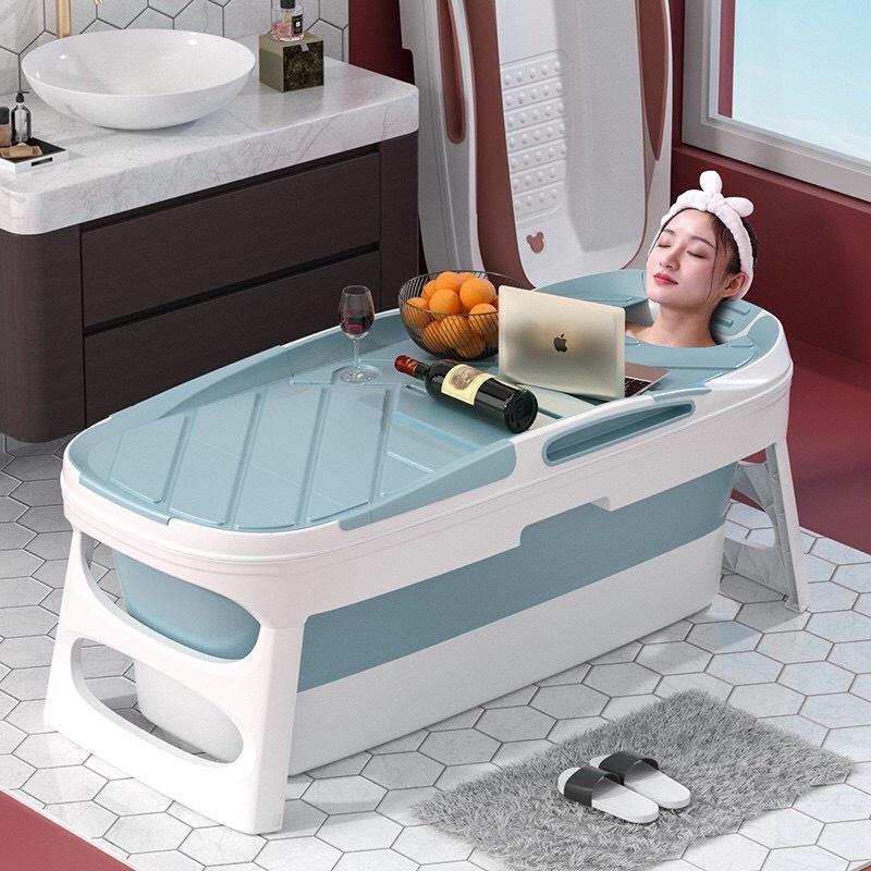 Bồn tắm gấp gọn cho người lớn, gia đình tắm, xông hơi thư giãn chất liệu nhựa PP và Silicon