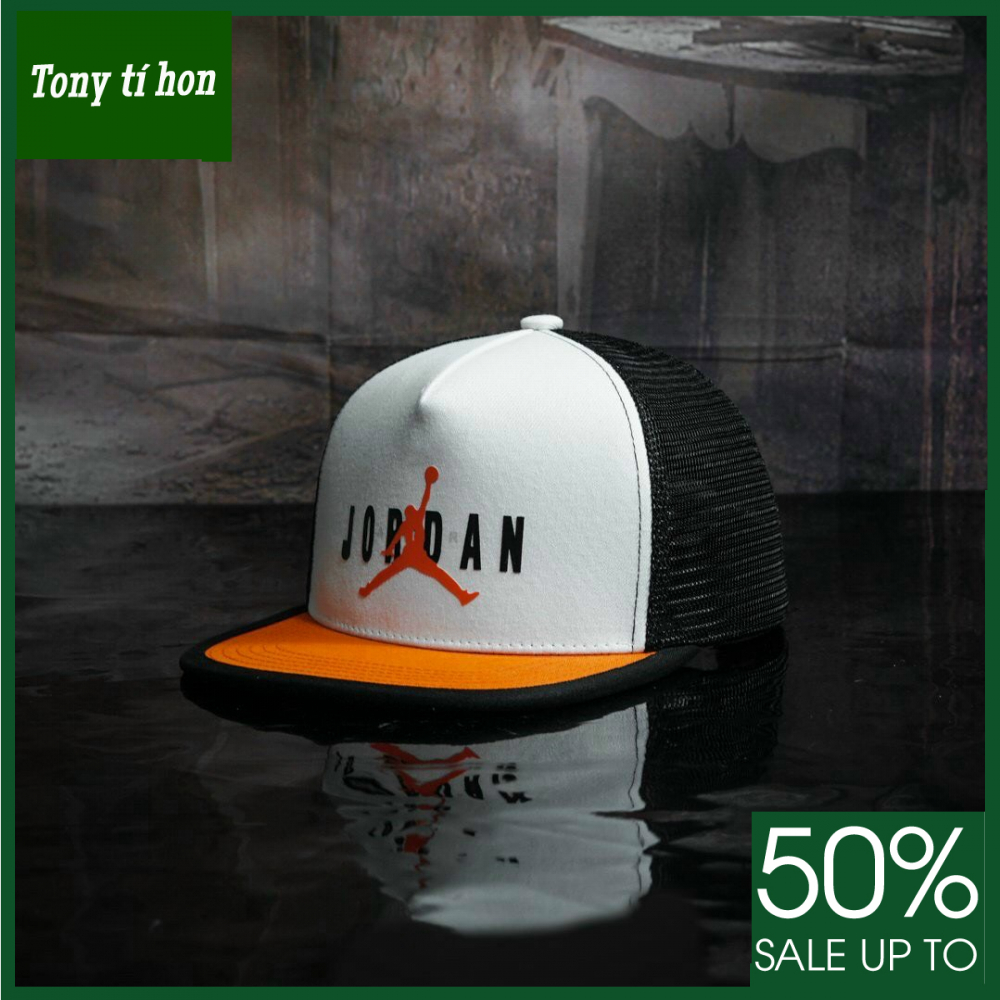 Tony tí hon -  Mũ/nón kết lưỡi trai Snapback JD trắng phối cam thời trang nam nữ cao cấp