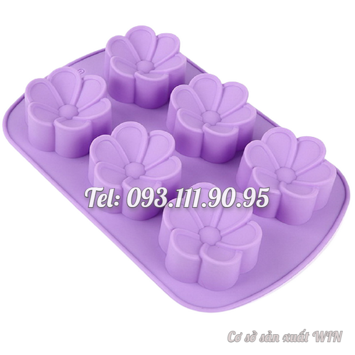 Khuôn silicon làm bánh, rau câu 6 hoa mai – Mã số 1482