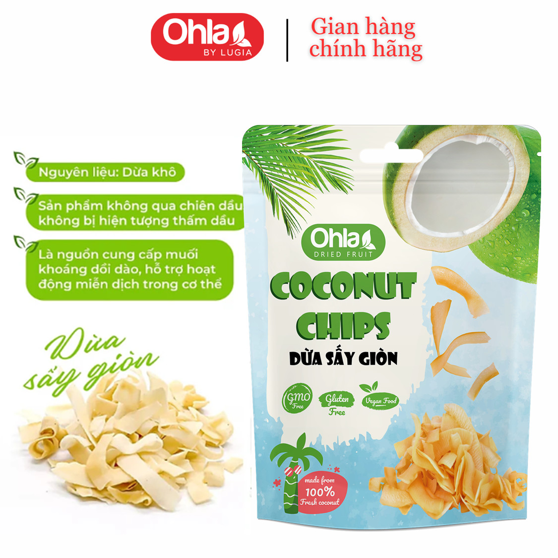 Dừa sấy giòn Ohla - 50g ( túi)