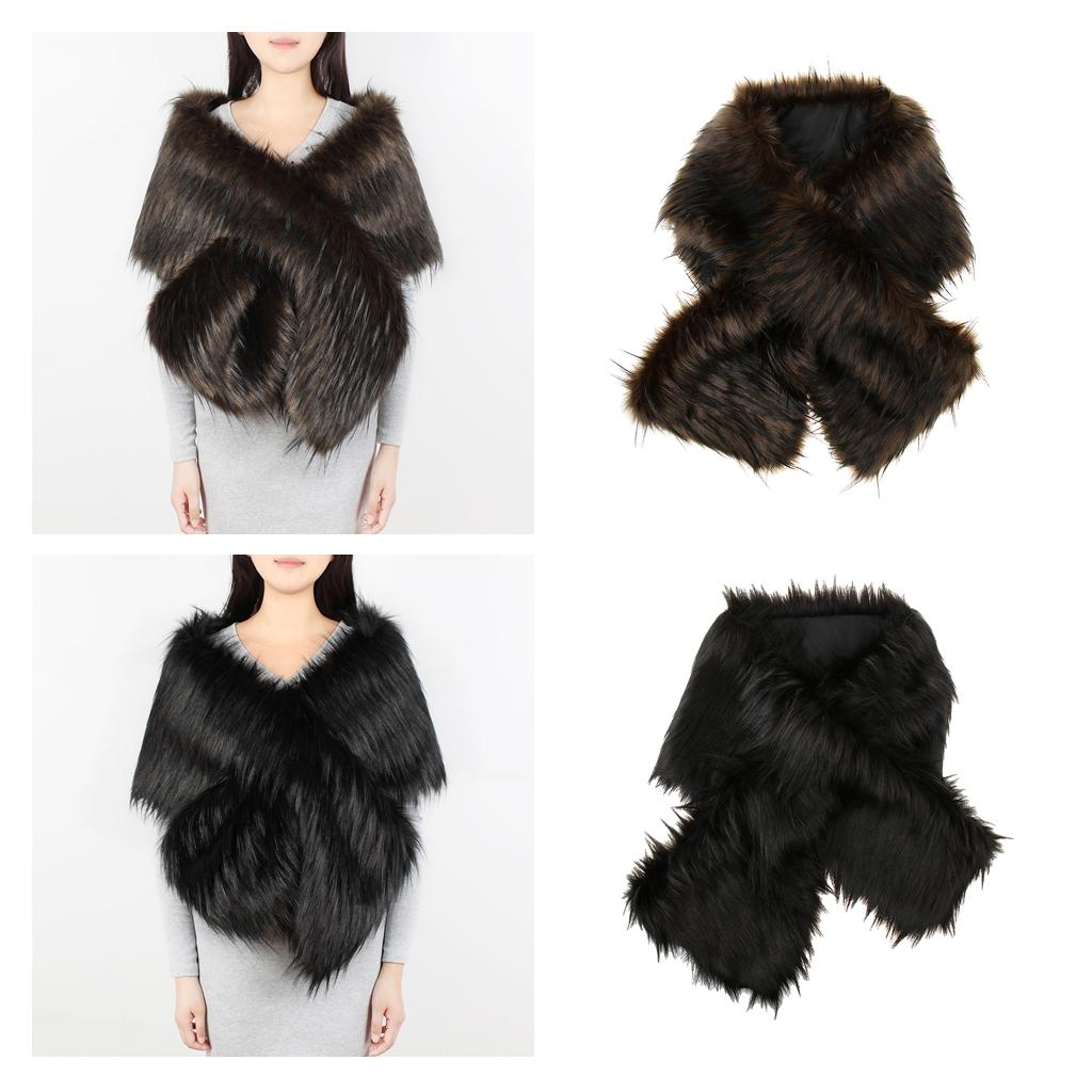 Lady Winter Faux Fur Scarf Neck Warmer Wraps Large Collar Shawl Stole Warm