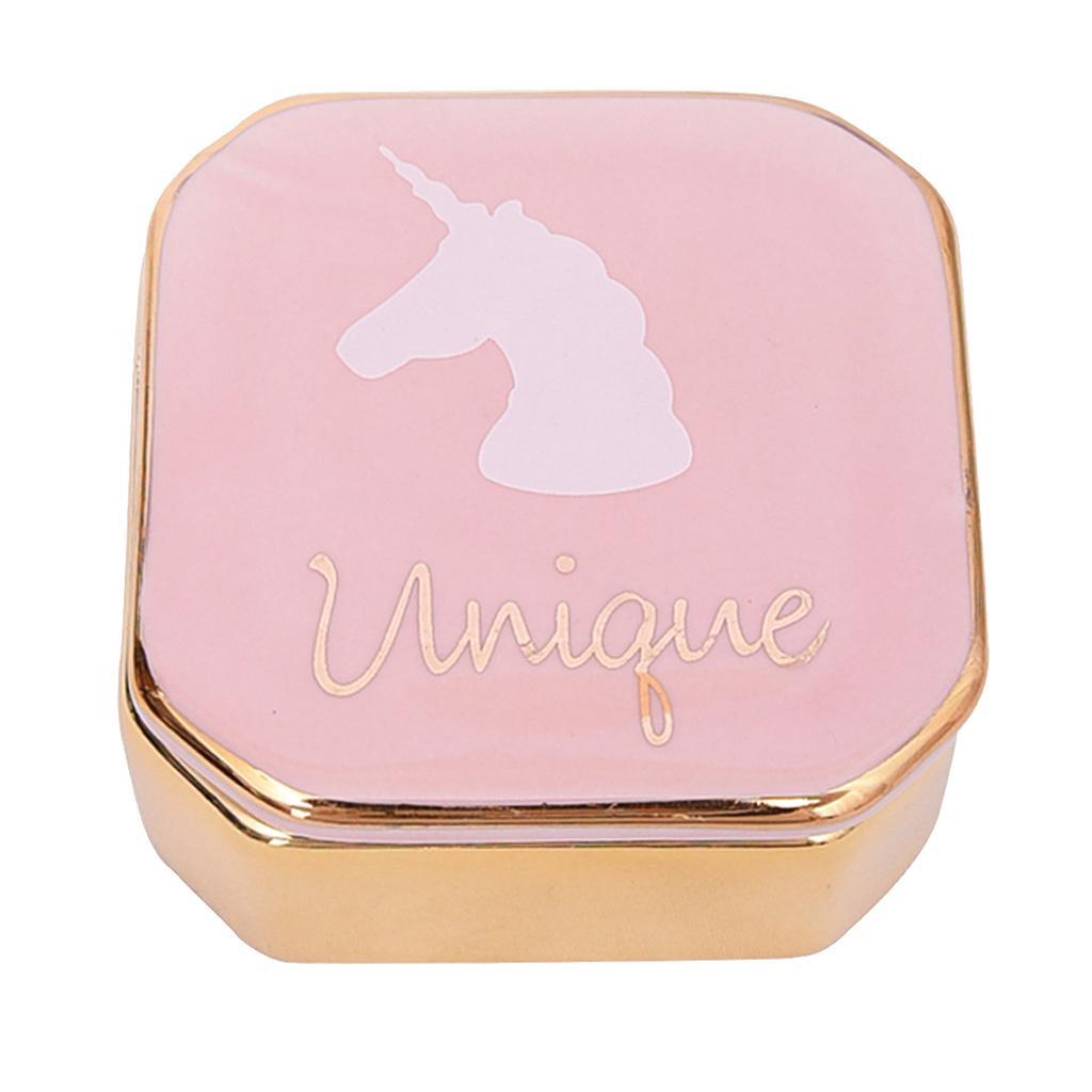 Mini Travel Jewelry Ceramic Box Cosmetic Makeup Display Organizer Case Pink
