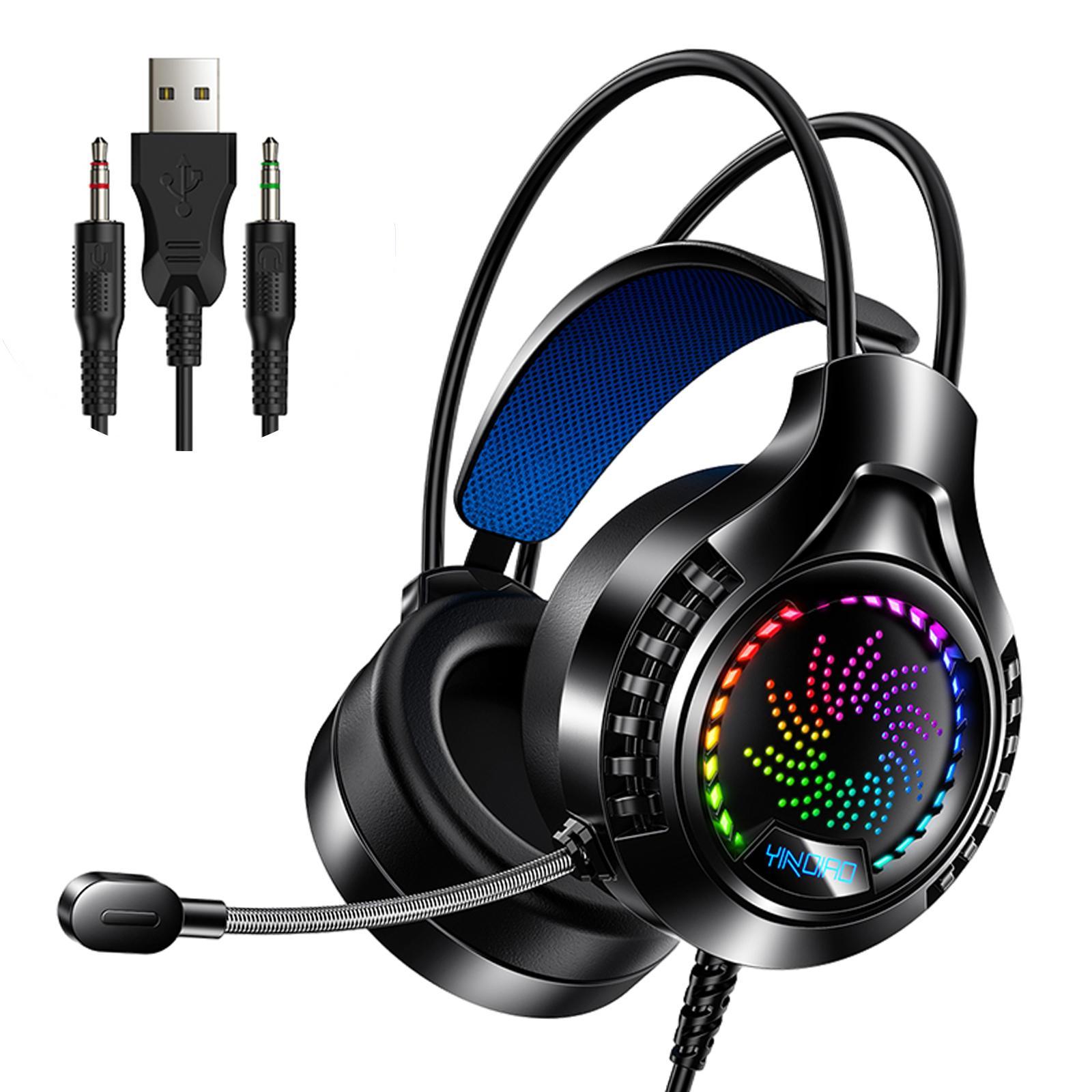 Gaming Headset Soft Earmuffs Noise Canceling with Light for