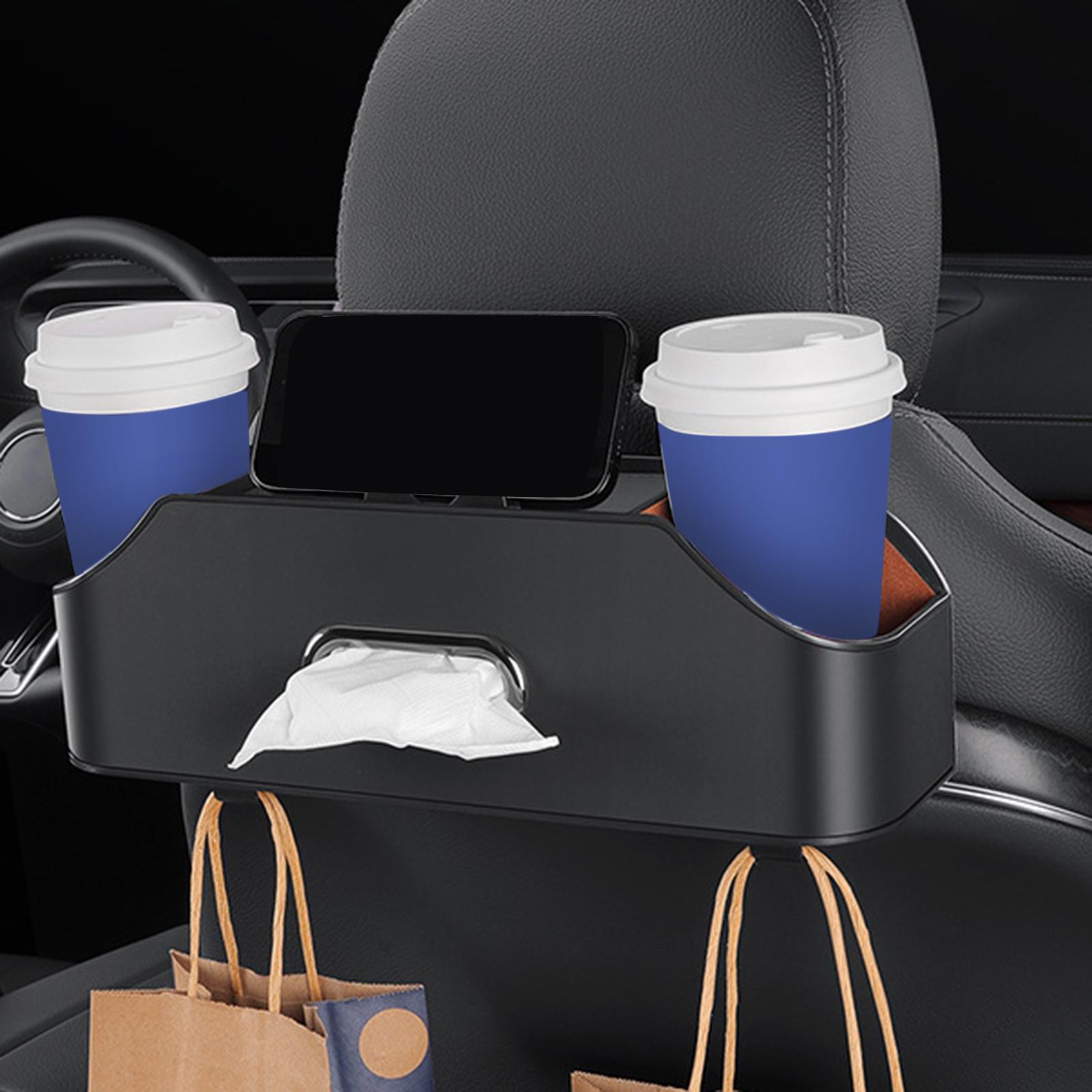 Car Seat Back Organizer Tissue Holder Backseat Storage Box Convenient Easy Installation Storing Paper Towels 2 Cup Holder