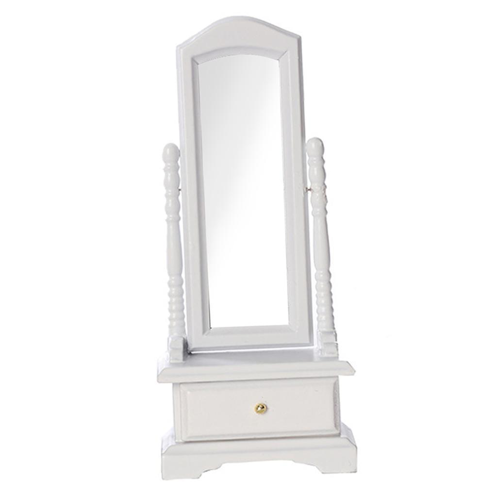 1:12 Dolls House Wooden Mirror DIY Miniature Toys Decor White