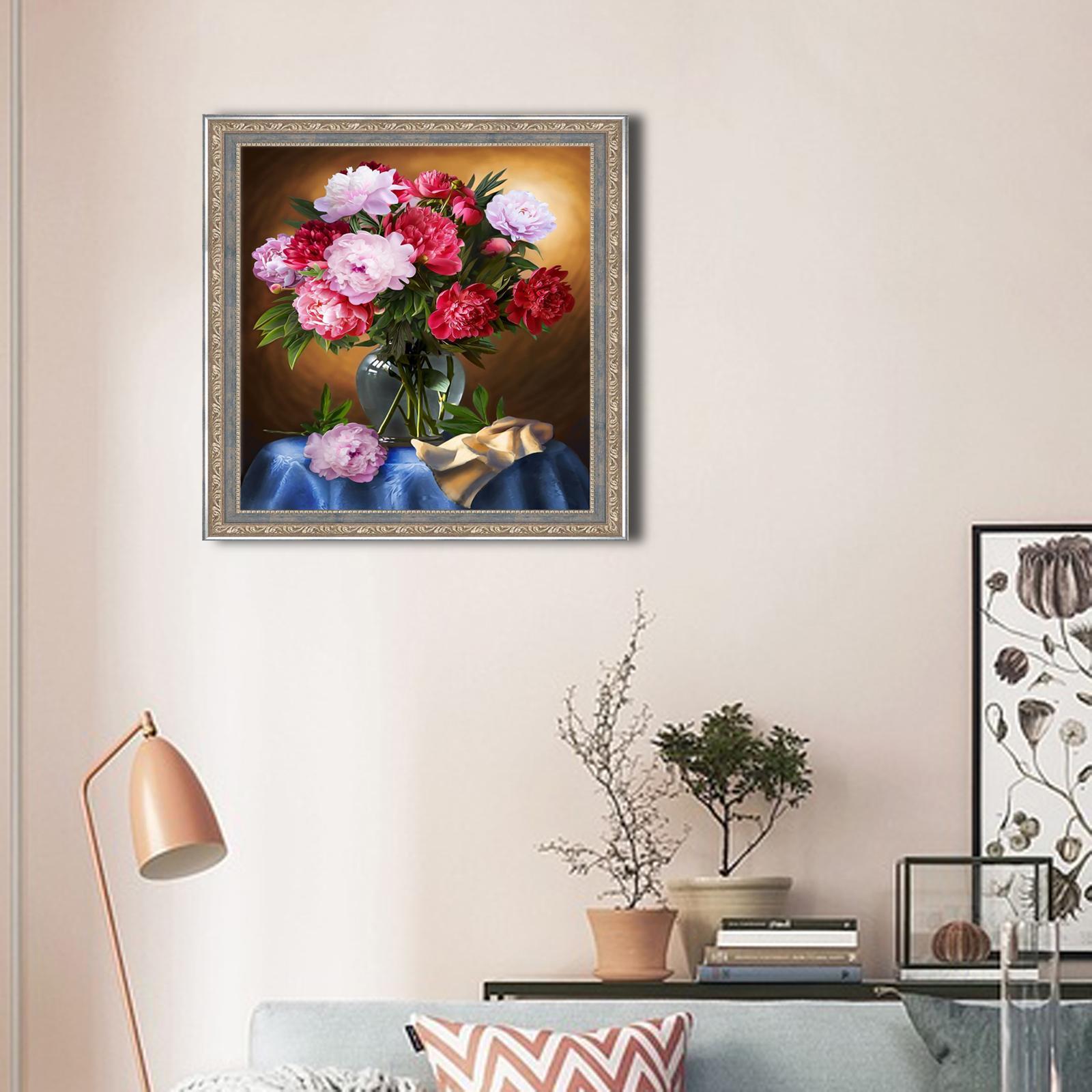 Flower Cross Stitch Kit Embroidery Starter Kits with Accessories Floral Pattern DIY Needlework for Adults Kids, Beginners, Home Wall Decor