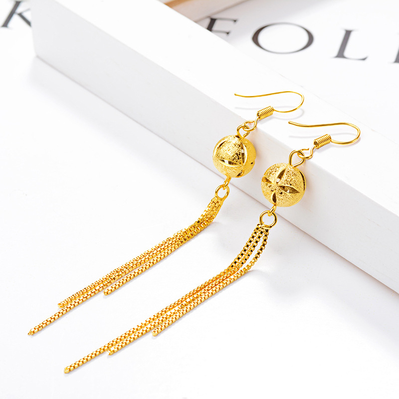 Bông tai nữ mạ 18k dáng dài kiểu Cẩm tú cầu T1