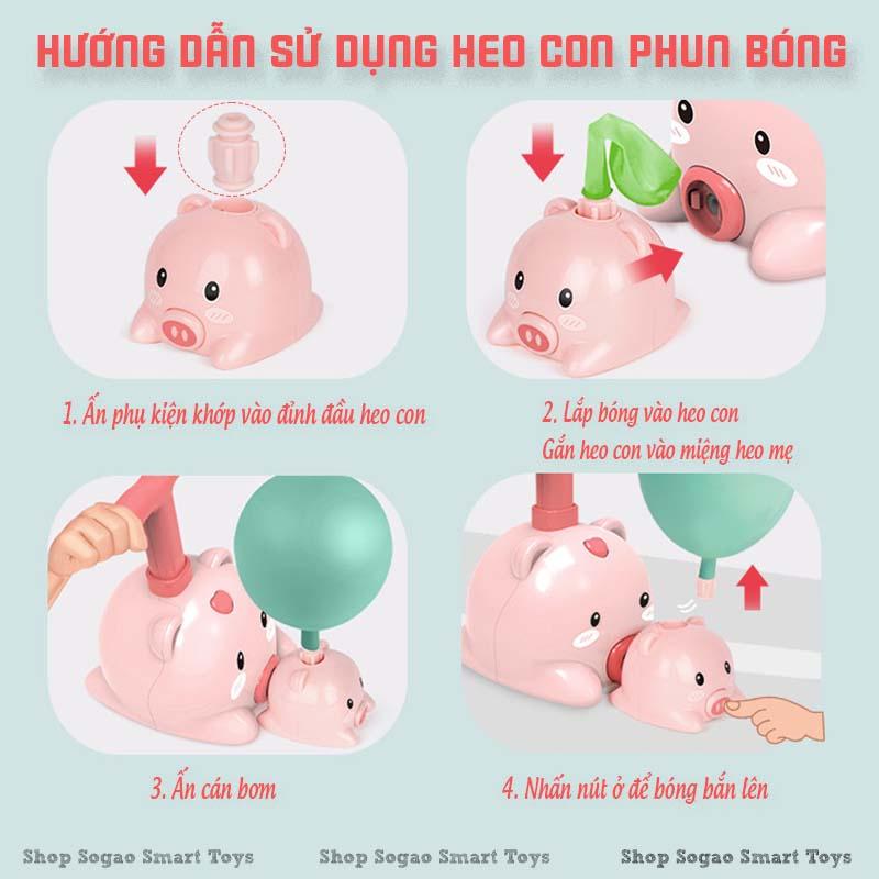 Xe Bơm Bóng Bay Heo Con Bắn Ra Lợn Con Bắn Bóng Bay Phiên Bản Kèm Theo 02 Heo Con