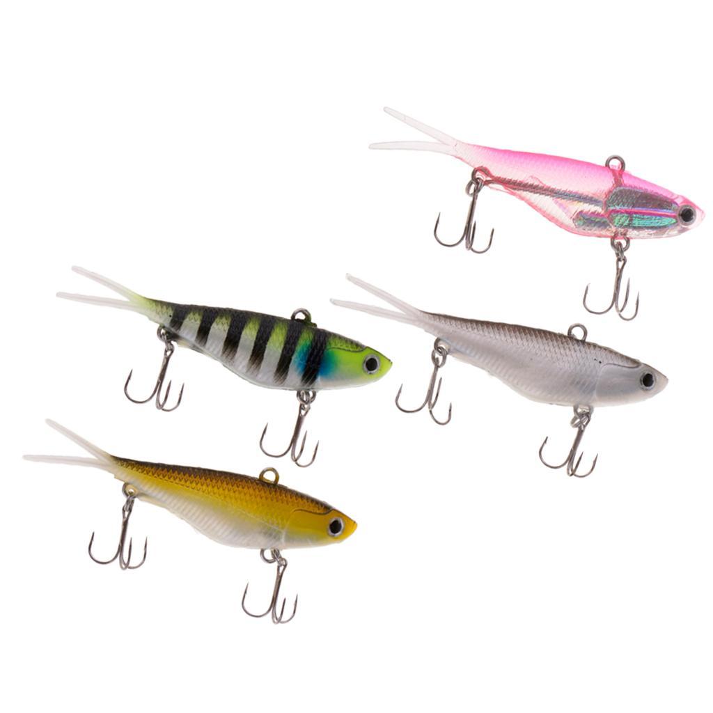 4pcs Split Tail Soft Lead Fishing Lures Sinking Swimbaits Multicolor