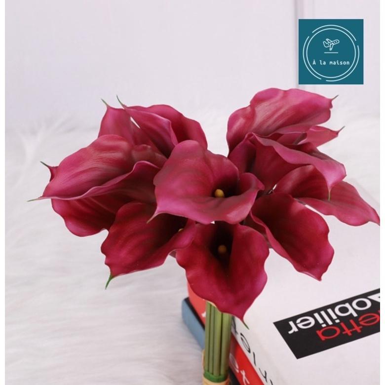 Bó hoa Calla Lily 12 cành hoa loại 1 bằng PU mềm mại sang trọng, hoa lụa cao cấp, hoa cưới, hoa cô dâu