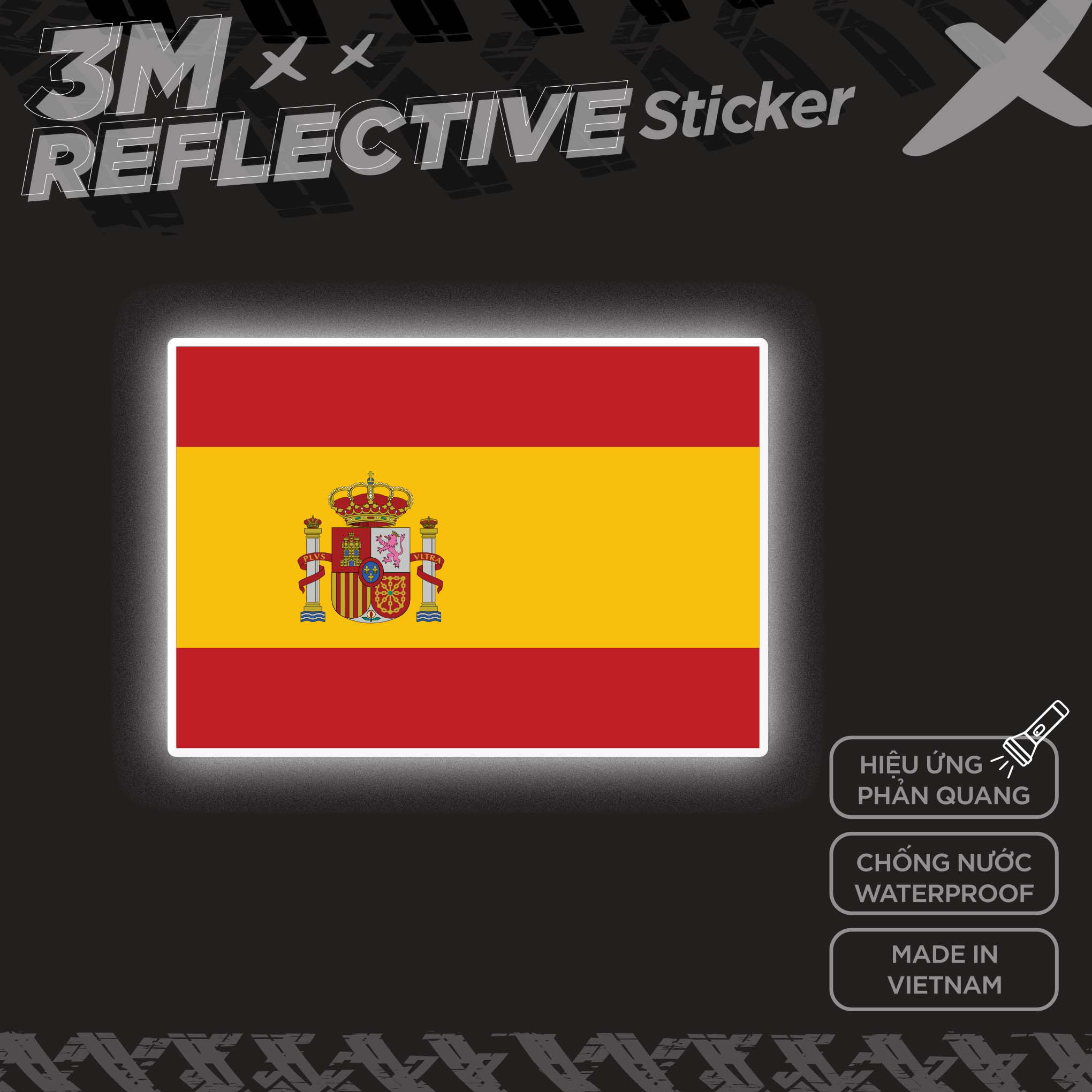 SPAIN FLAG 3M - Reflective Sticker Die-cut Hình dán phản quang thương hiệu STICKER FACTORY