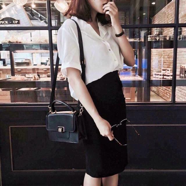 Chân vấy bút chì xẻ sau chất liệu co dán tốt
