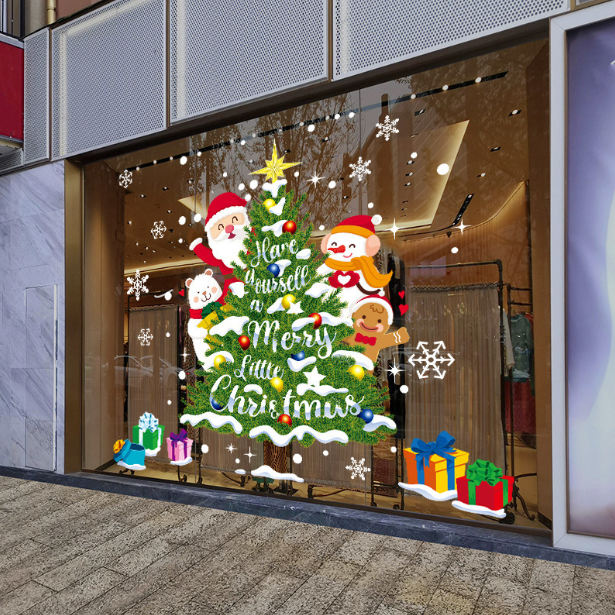 Decal trang trí Noel hít tĩnh điện - Cây thông đặc sắc