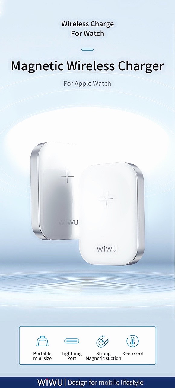 Sạc Không Dây Wiwu Wiwu Wireless Charge M16 Dành Cho Đồng Hồ Thông Minh Sạc Nhanh, Hấp Phụ Từ Tính Mạnh - Hàng Chính Hãng