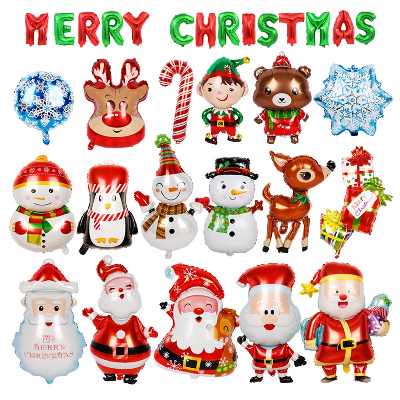 Bong bóng trang trí giáng sinh hình ông già Noel , người tuyết , tuần lộc