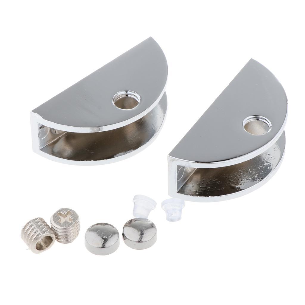 3x2pc Zinc Alloy Fixed Glass Half Circle Adjustable Glass Brackets 8-10mm
