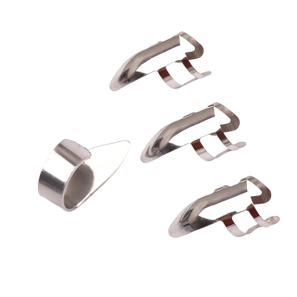 4pcs Finger Picks Stainless Steel Guitar Finger Picks & Thumb Pick Set