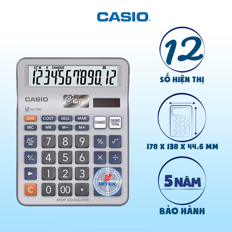 Máy tính CASIO DC-12M (PL)