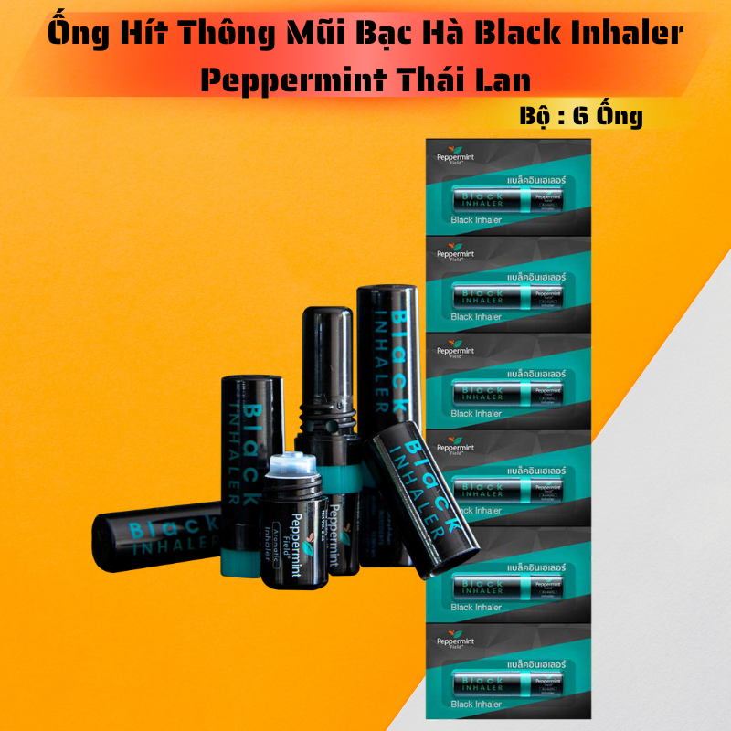 Bộ 6 Ống Hít Thông Mũi Đen Black Inhaler Peppermint Field Thái Lan