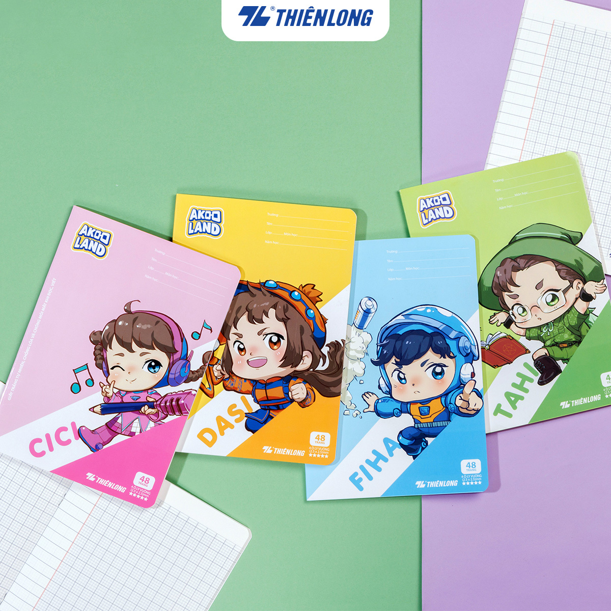 Tập học sinh 48 trang 4 ô ly vuông 2.5mm 100gsm Thiên Long TP-NB002/AK - Akooland thế giới học cụ thần kỳ