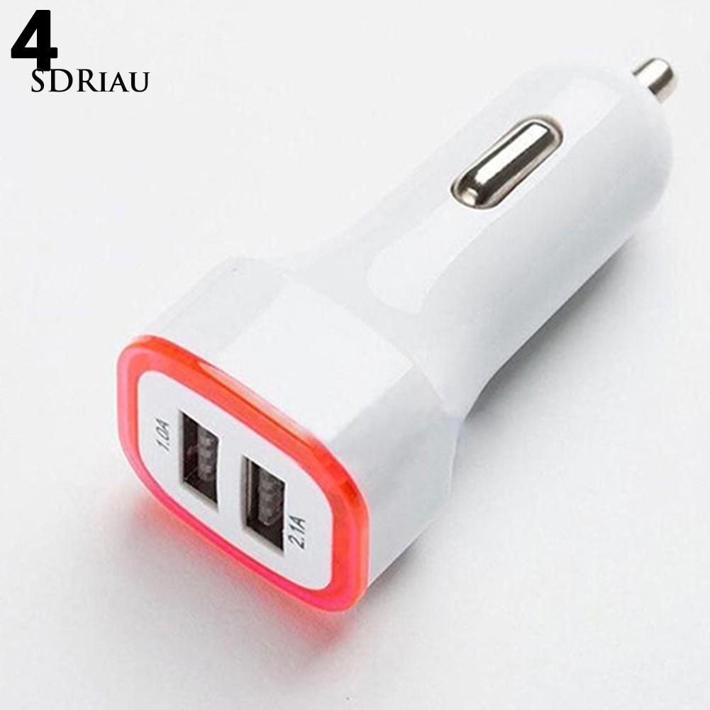 Tẩu sạc xe hơi có cổng USB kép 2.1A tích hợp đèn LED sáng nền cho iPhone iPad Samsung Galaxy