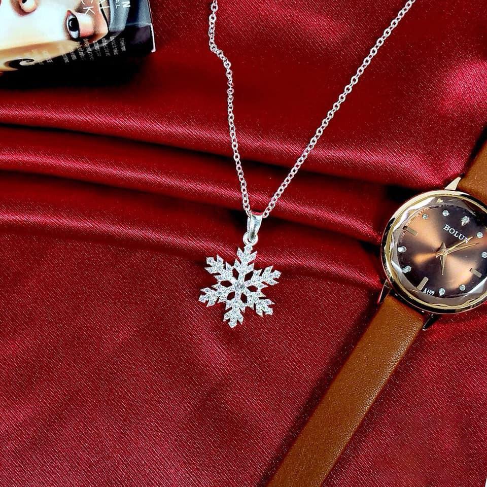 Vòng Cổ Bạc, Dây Chuyền Bạc Hoa Tuyết Lấp Lánh Nạm Đá Tấm Sang Trọng TNC JEWELLERY