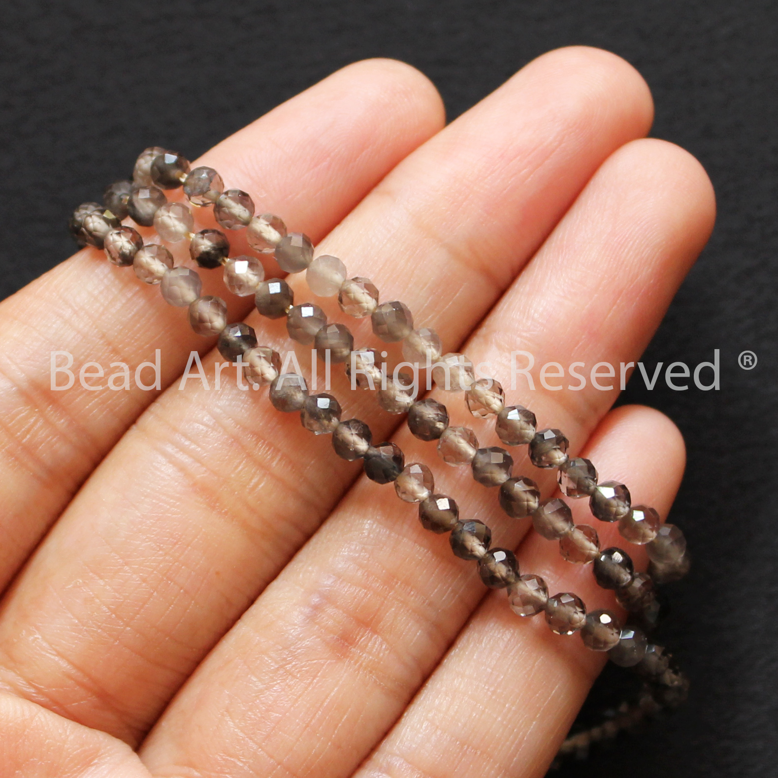 3MM Đá Thạch Anh Khói Nâu Tự Nhiên Giác Cắt, Kim, Thuỷ, Phối Vòng Tay Phong Thuỷ, Chuỗi Hạt, Trang Sức - Bead Art