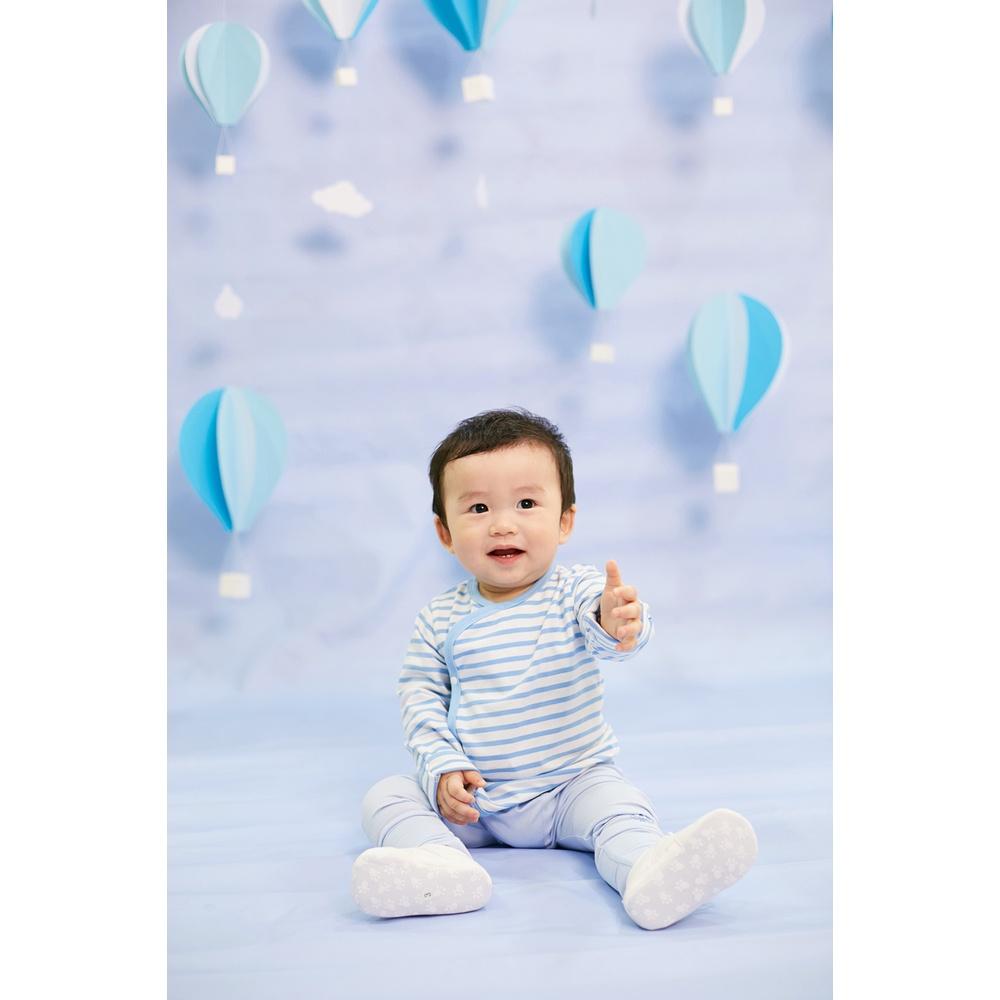 Bộ dài tay cài lệch kẻ xanh