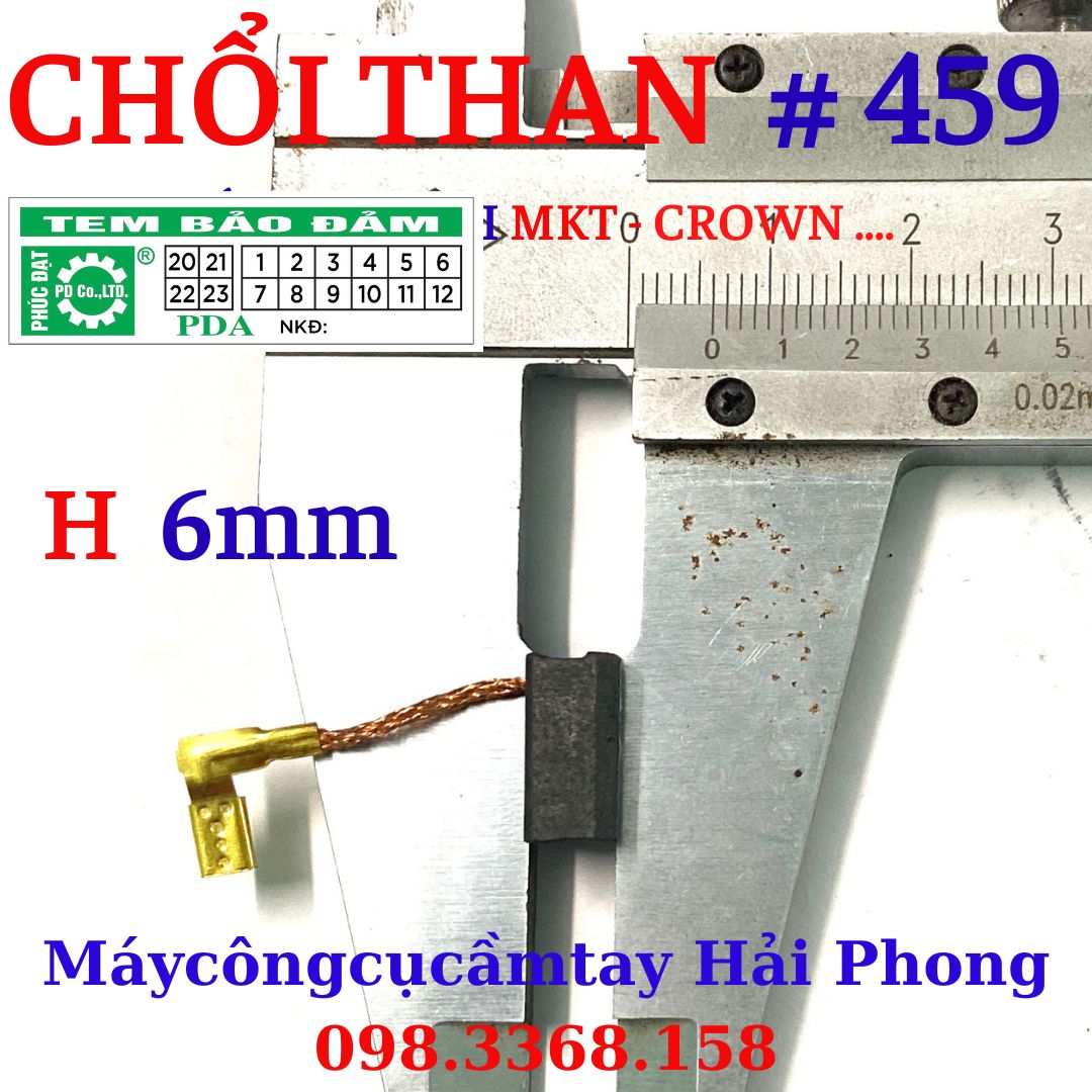 Chổi than 'T459'-'T459A' dùng cho máy mài. Kích thước mm, Giắc tai ghim