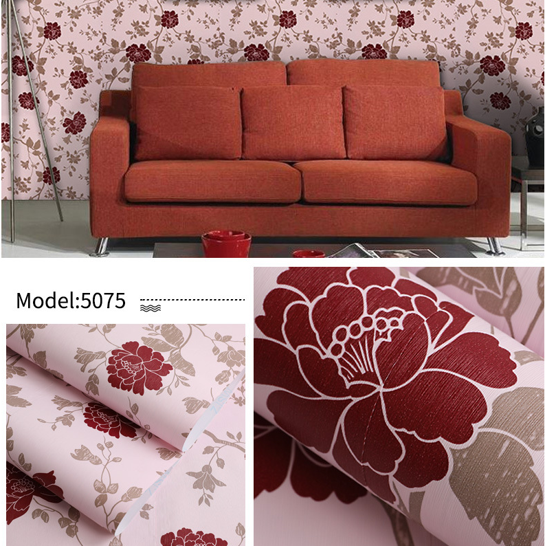 Combo 10 mét giấy dán tường, decal dán tường trang trí nhà cửa HOA CÚC ĐỎ khổ 45cm