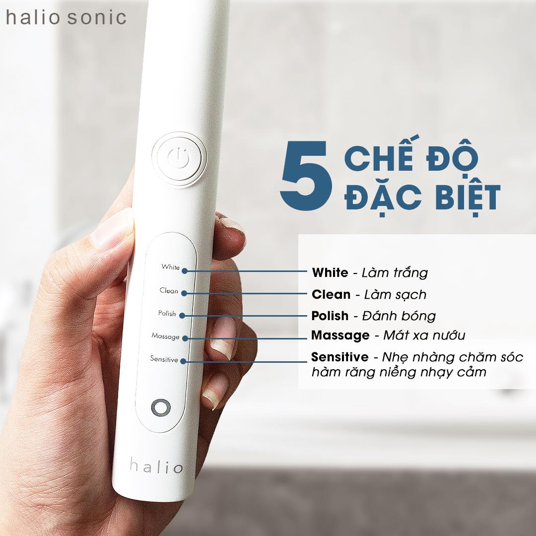 Bàn Chải Điện Halio Sonic Whitening Toothbrush Pro - Màu White Kèm Hộp Đựng