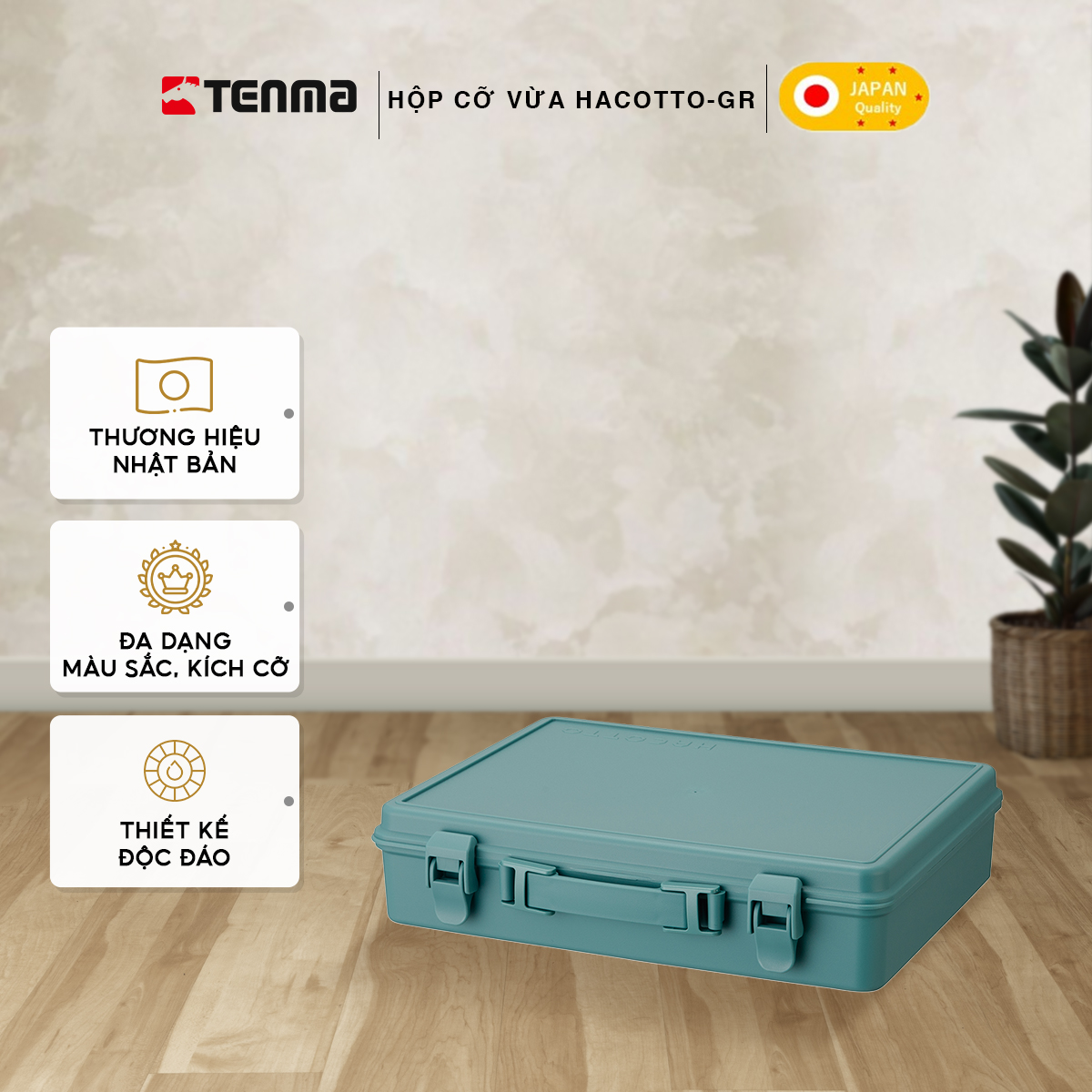 Hộp Nhựa Cỡ Vừa Đa Năng TENMA, Có Khóa Gài Hacotto-GR