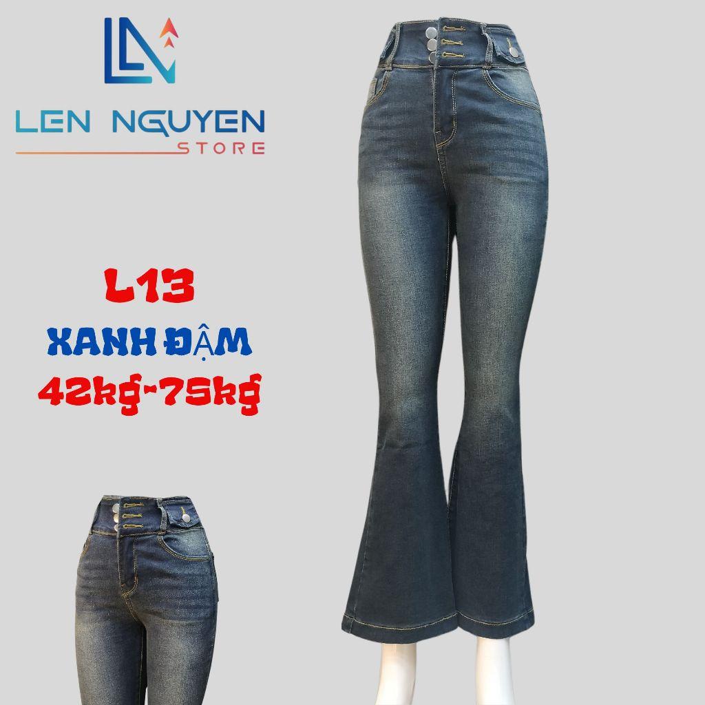 L13_Quần jean nữ, loe, lưng cao, quần bò nữ dáng ôm, quần rin nữ có big size, cho 42kg đến 75kg,LEN NGUYEN STORE - Xanh Nhạt