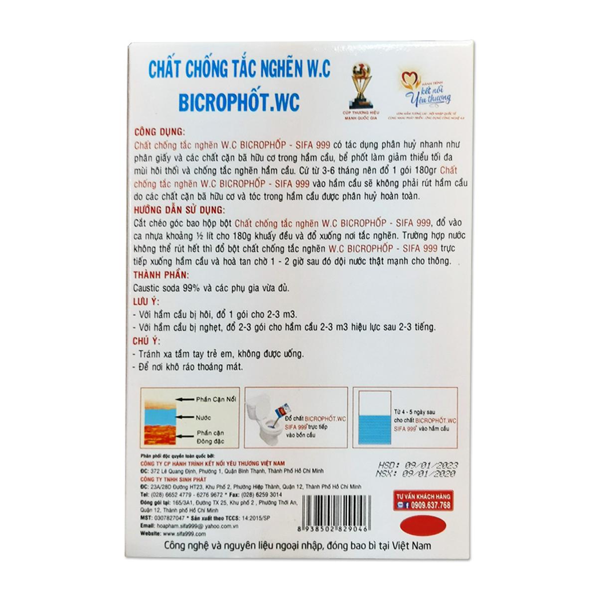 Chất thông tắc W.C chống hôi trị nghẹt sifa 200gr dạng bột cực mạnh cao cấp - kết nối yêu thương