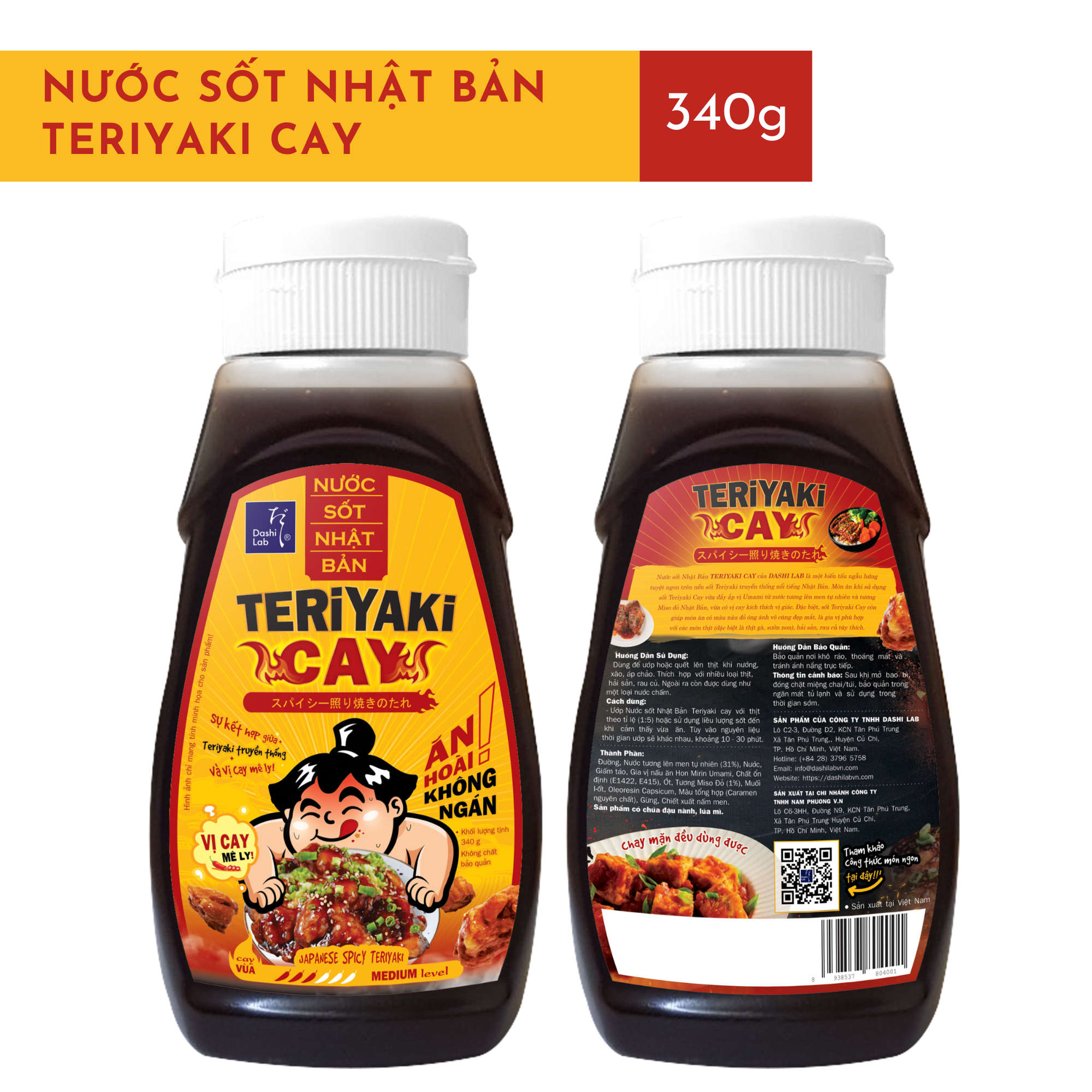 Nước sốt Nhật Bản Teriyaki Cay - Dashi Lab - 340g/chai - chay mặn đều dùng được