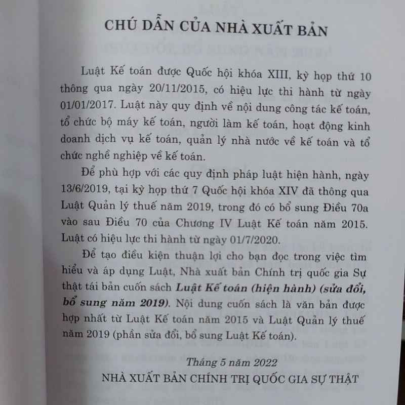 Sách - Luật kế toán (Hiện hành) (NXB Chính trị quốc gia Sự thật)