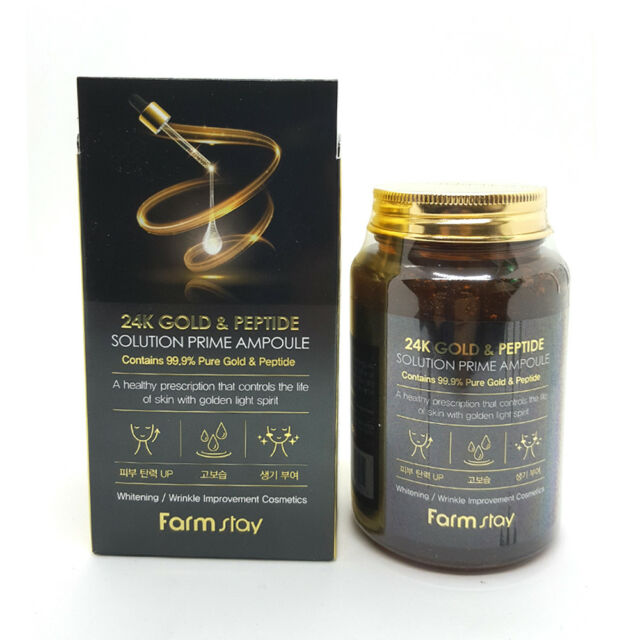 Tinh Chất Dưỡng Trắng Ngăn Ngừa Lão Hóa Farmstay 24k Gold &amp; Peptide Perfect Ampoule 250ml – Hàng Chính Hãng