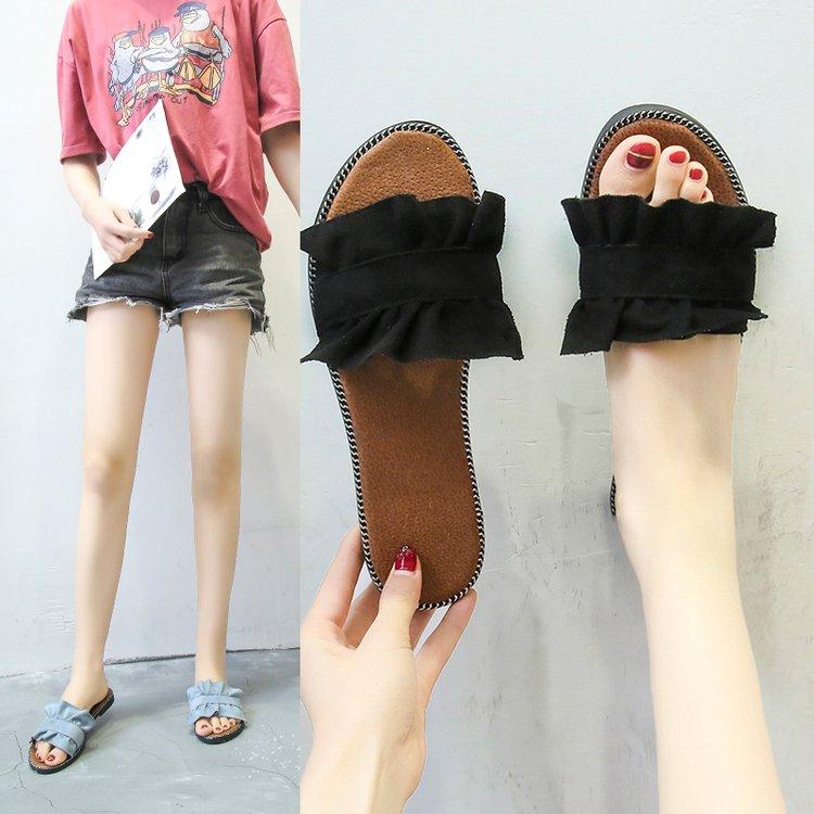 Giày Sandal Đế Bằng Mũi Tròn Thời Trang Theo Phong Cách Hàn Quốc