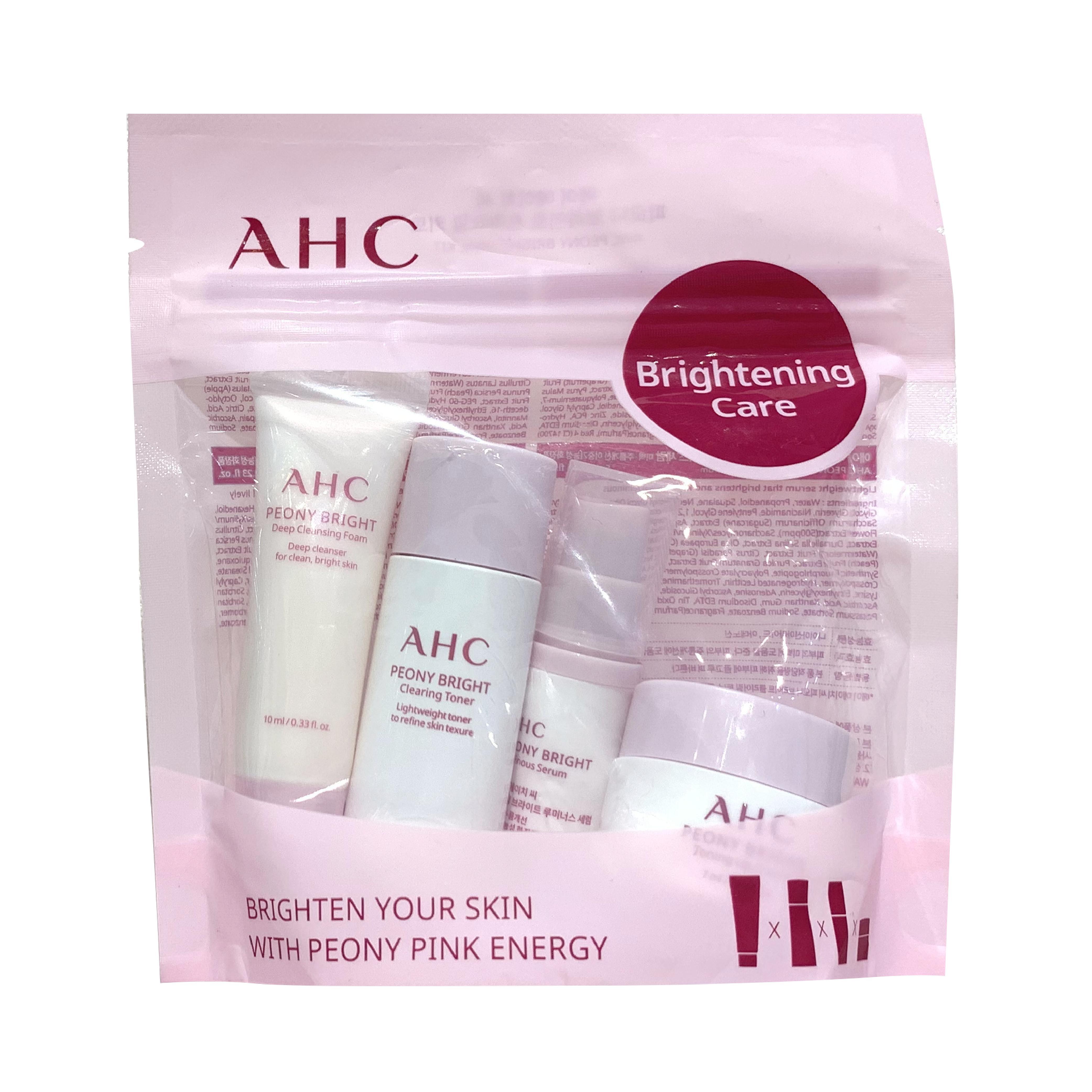 Bộ 4 Món Dưỡng Da Trắng Hồng AHC Peony Bright Trial Kit