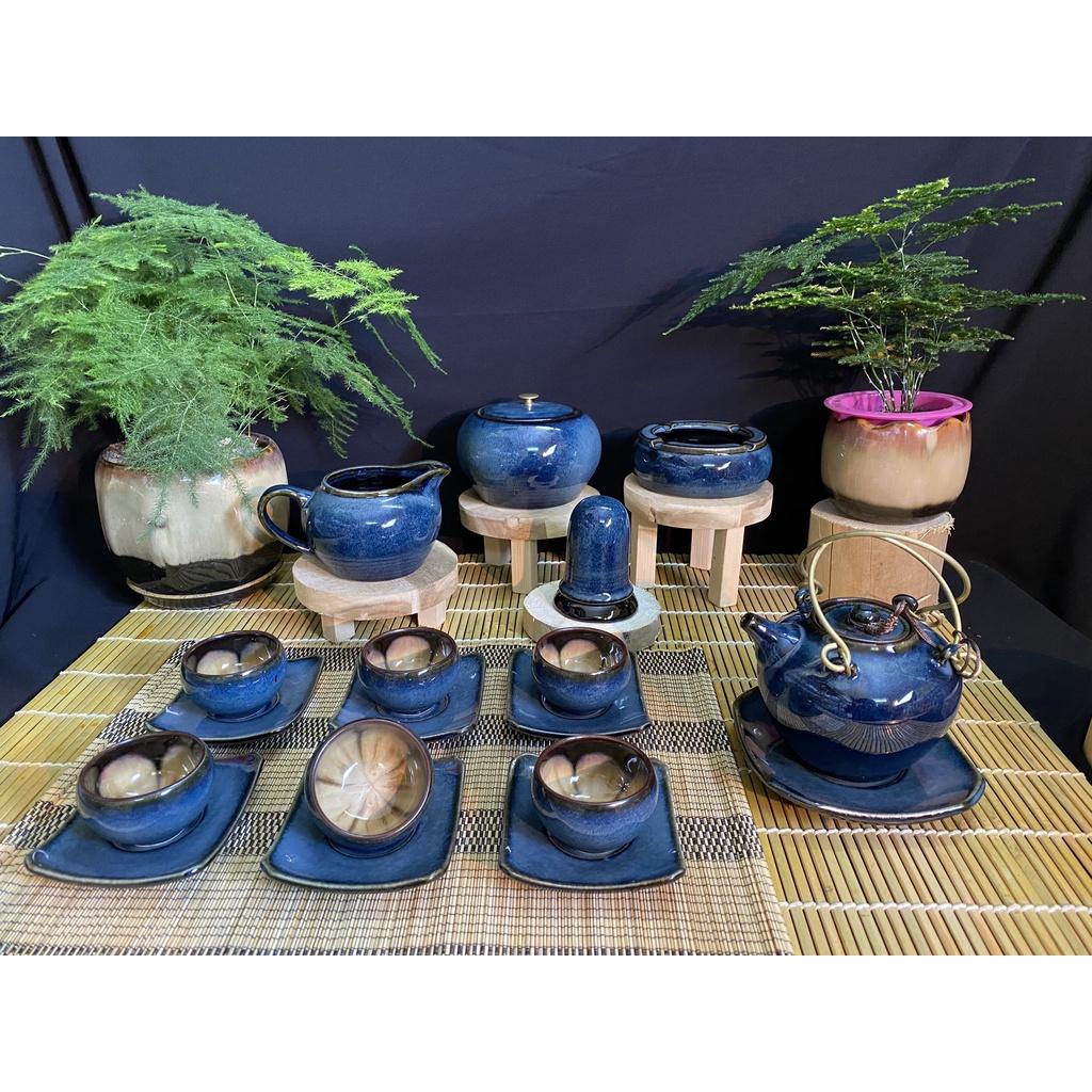 Bộ ấm chén hình quả lê men hỏa biến - Gốm Bát Tràng - Làng Gốm