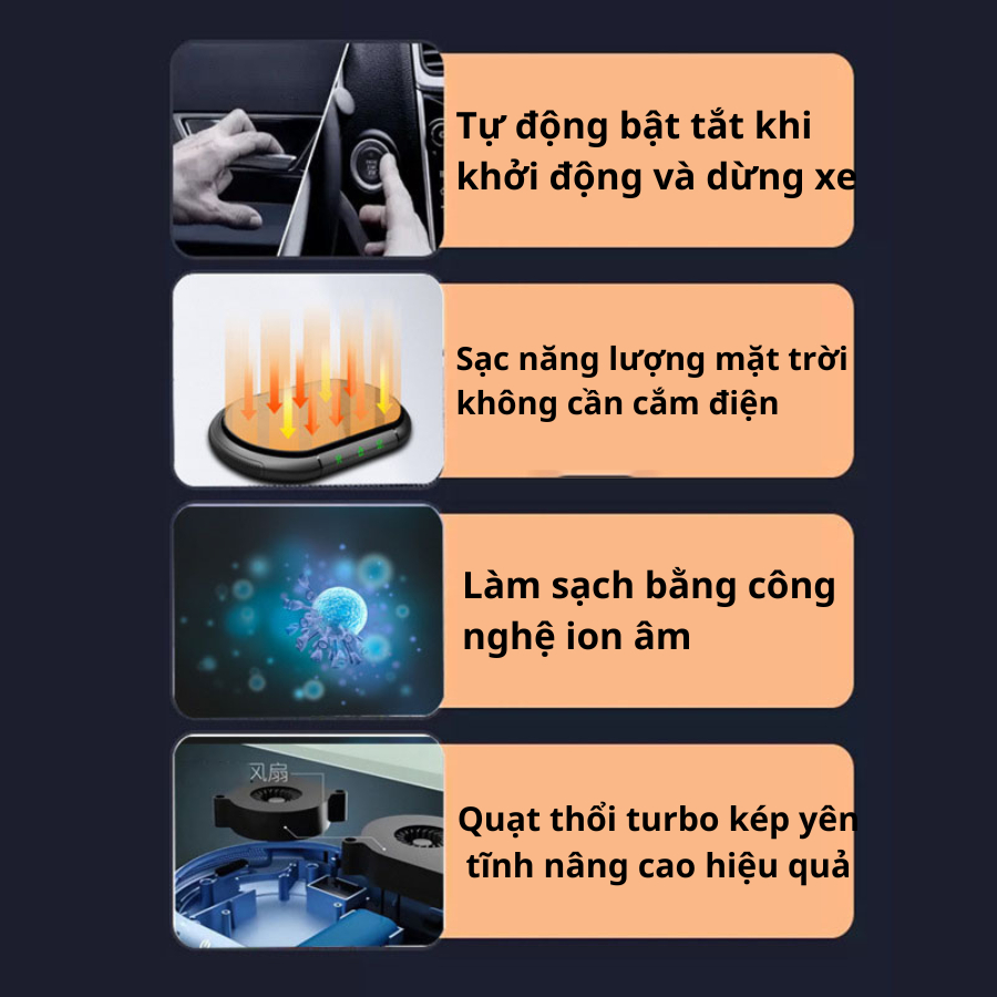 Máy lọc không khí khử mùi tạo ion trên xe ô tô - Máy lọc không khí diệt khuẩn cho xe hơi năng lượng mặt trời tiện dụng [Màu Ngẫu Nhiên]