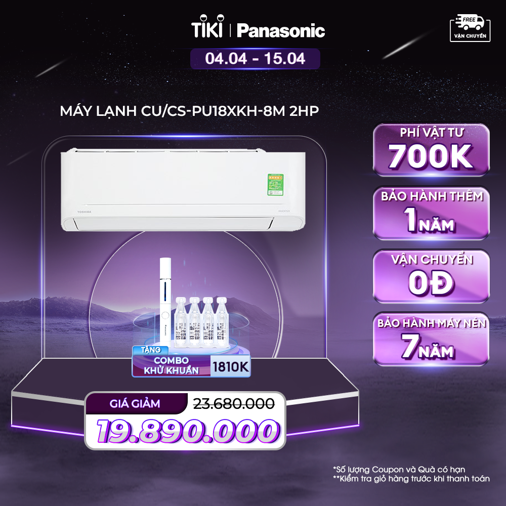 [Chỉ Giao Tại HCM] Máy lạnh Panasonic CU/CS-PU18XKH-8M - Một chiều - Inverter tiêu chuẩn - Hàng chính hãng