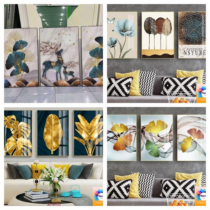 Bộ 3 tranh tráng gương cao cấp treo phòng khách, phòng ngủ, decor phòng xinh