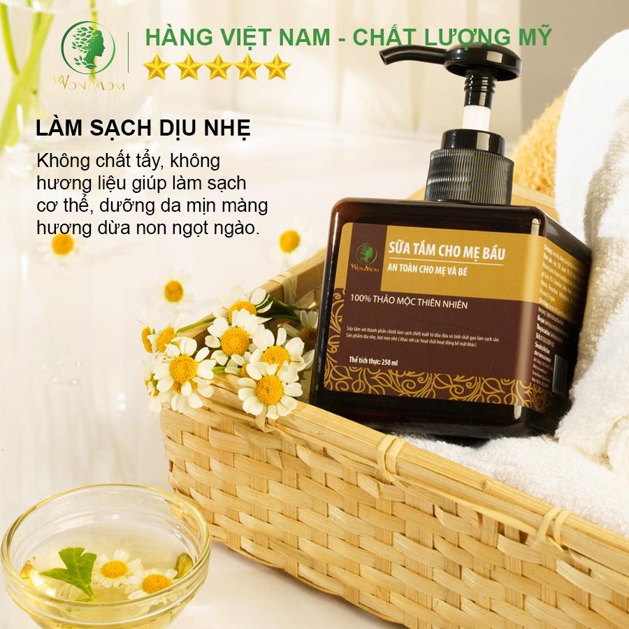 Bộ thảo mộc tắm body và làm hồng &quot; cô bé &quot; Wonmom ( 1 Sữa tắm cho mẹ + 1 Dung dịch vệ sinh )